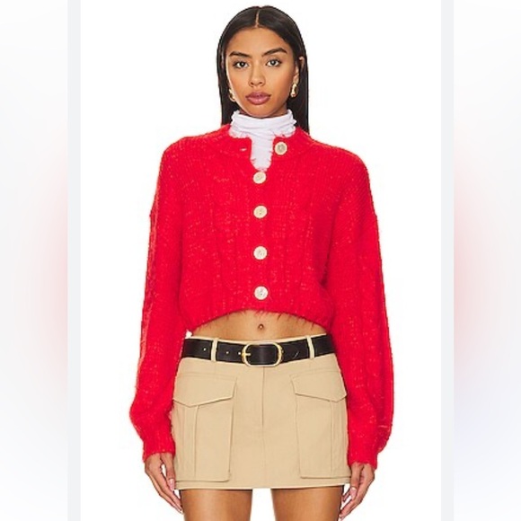 Free People Womens Fluffy Willow Cardigan Fiery Red NWT Size XL - Picture 1 of 8